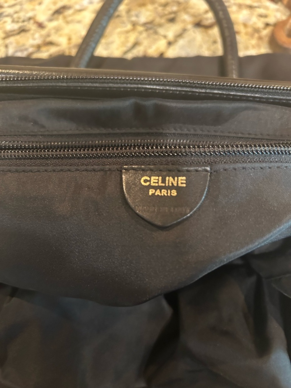 CELINE PARIS Hand Bag Nylon Black Gold with coa - Picture 12 of 16
